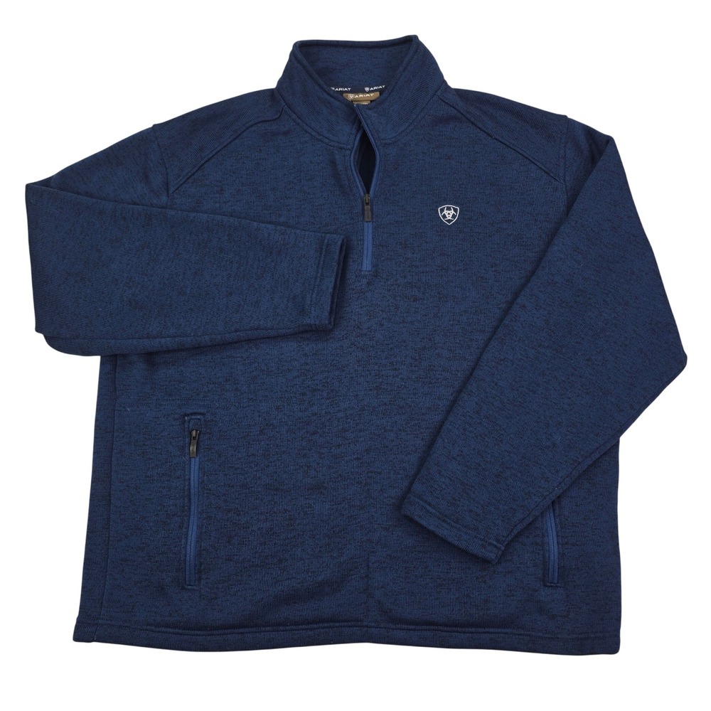 Ariat Caldwell 1/4 Zip Fleece Pullover Mens XXL Navy Blue Heather Western Casual